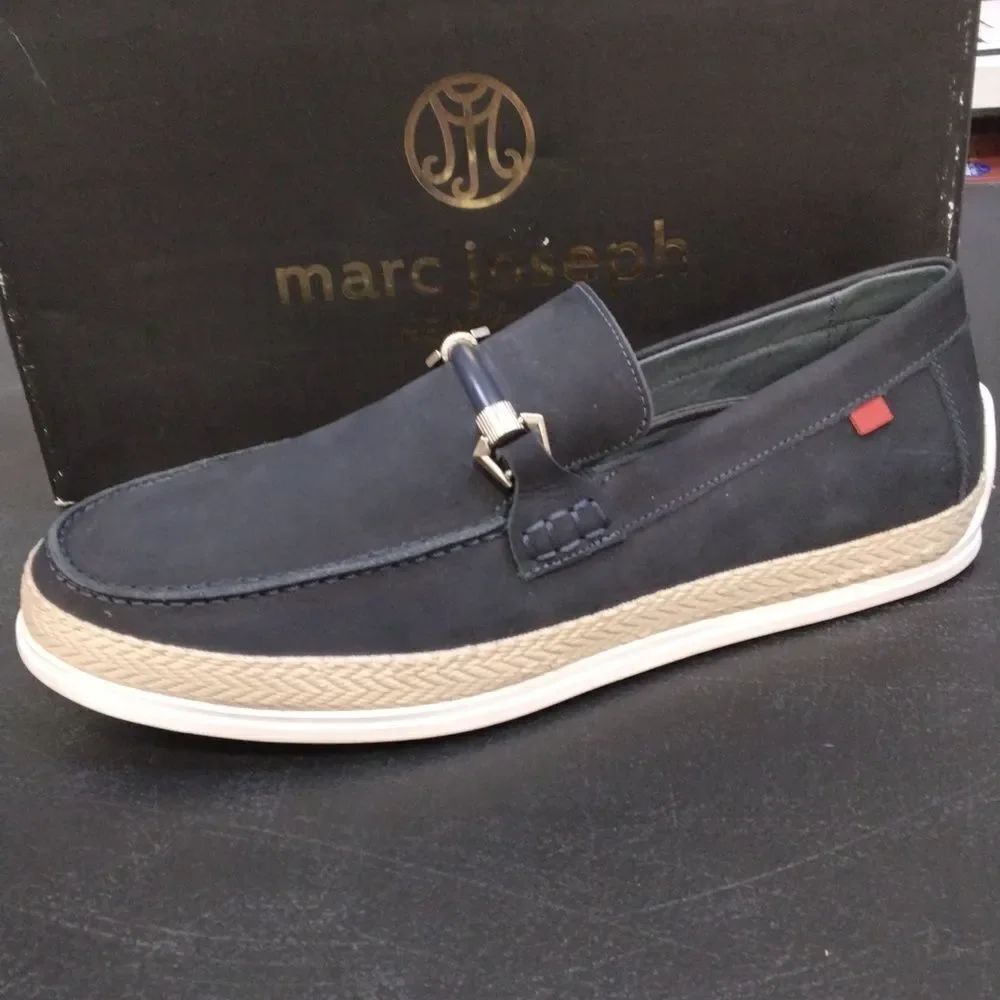 Marc Joseph Navy Blue Loafers with Tan Sole